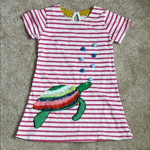 Kids Tales Girls Colorful Red StripedTortoise Short Sleeve Casual Cotton Dress.